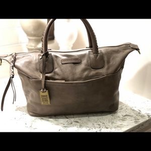Frye Jenny Satchel -grey/tan color